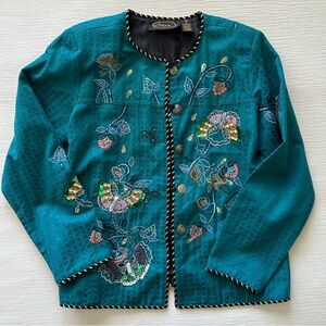 Alex Kim Women’s Embellished Embroidered Sequin Jacket Size Medium